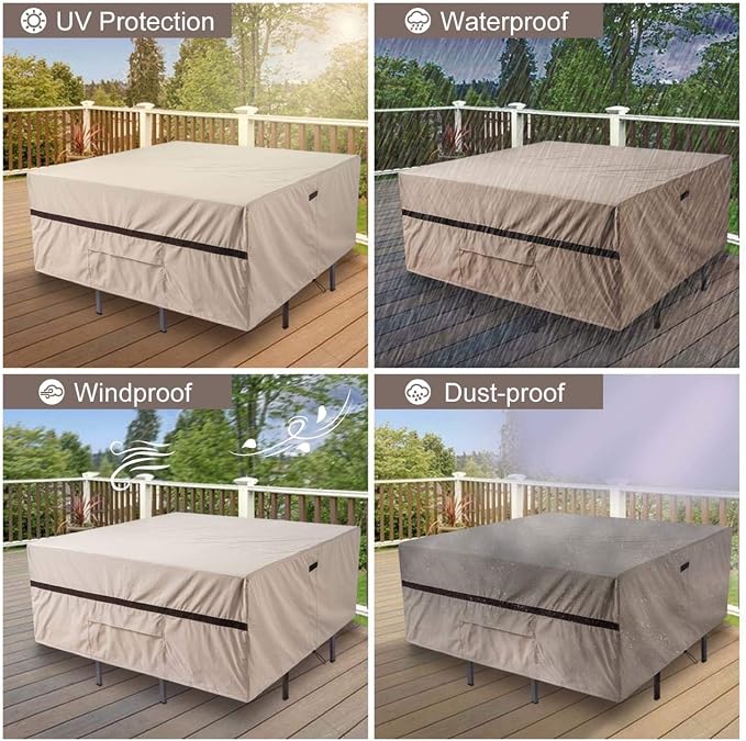 Patio Table and Chair Covers Square 76''L x 76''W x 32''H Waterproof Outside - Image 6