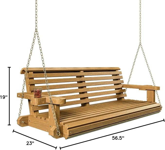 Porchgate Amish Heavy Duty 800 Lb Roll Comfort Treated Porch Swing W/Chains - Image 2