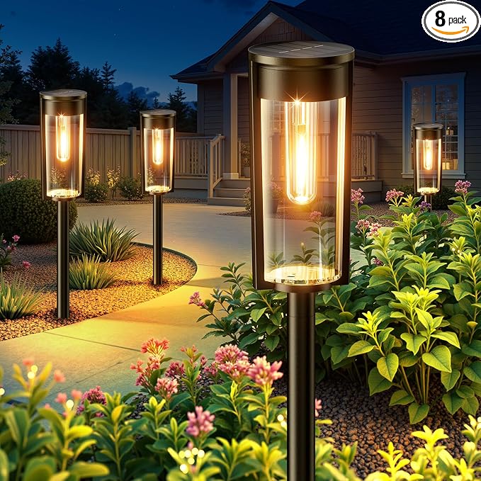 LETMY Solar Pathway Lights Outdoor, Upgraded 8 Pack Solar Lights Outdoor by Letmy