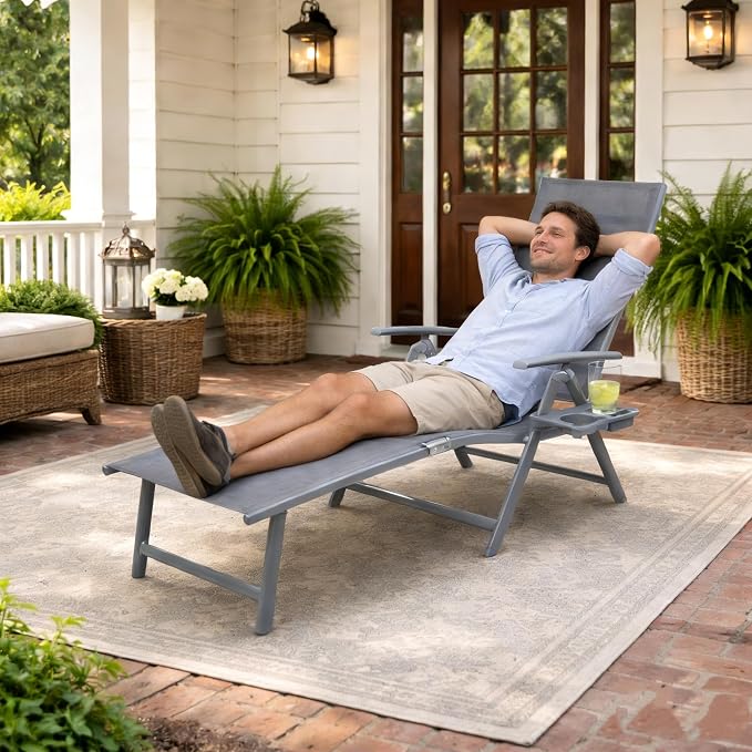 Kozyard Aluminum Outdoor Chaise Lounge Chair, Adjustable Reclining Patio Lounge - Image 7