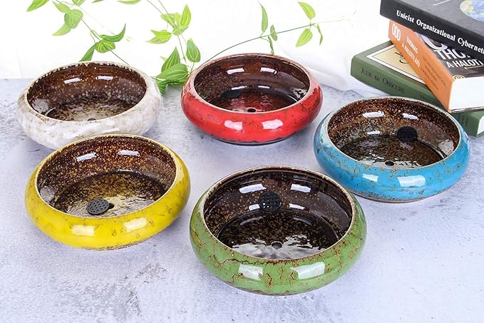 VanEnjoy 7.3 inch Round Large Shallow Succulent Ceramic Glazed Planter Pots - Image 6