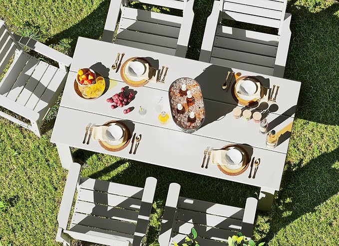 GREENVINES Outdoor Dining Table | 67’’ | HDPE | Rectangle Tables - Image 5