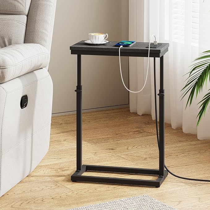 TUTOTAK End Table with Charging Station, Side Table, Tall Couch Table, Sofa - Image 8