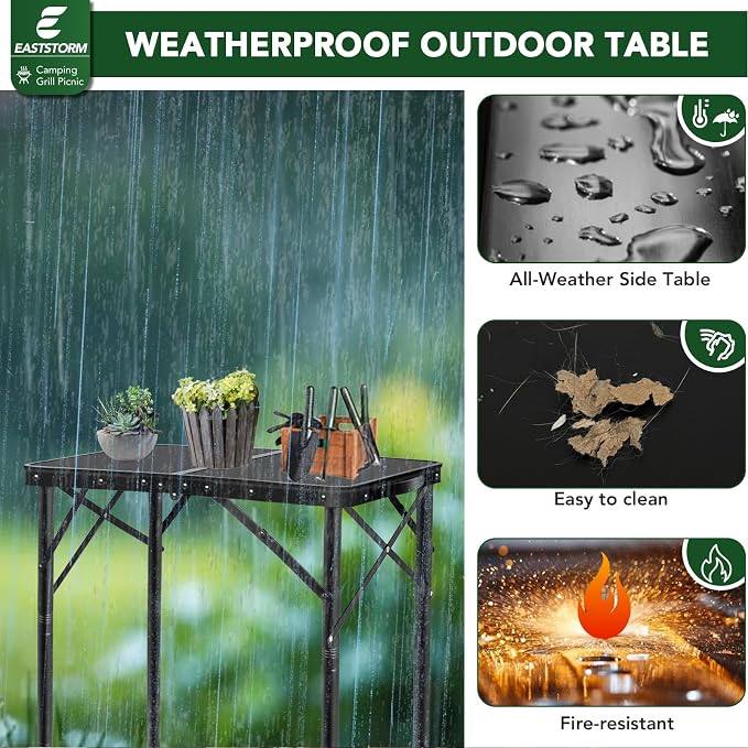 Small Metal Folding Table 3 Adjustable Heights, 23.6''×15.7''×27'' Heavy-Duty - Image 6