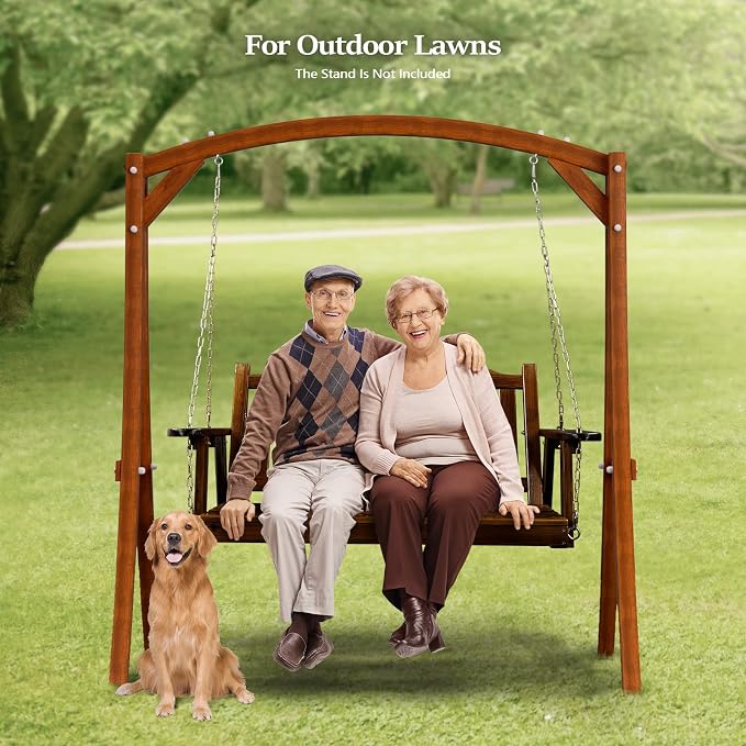 VINGLI Upgraded Heavy Duty 880 LBS 4 FT Patio Wooden Porch Swing Solid Fir Wood - Image 8