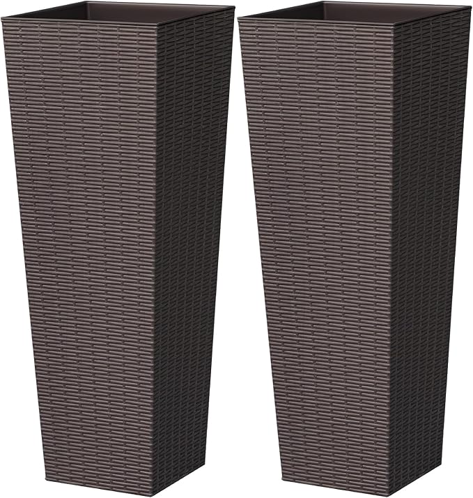 Greesum 32 Inch Tall Plastic Planters, Detachable Inner Pot & Drainage Holes by Acurax