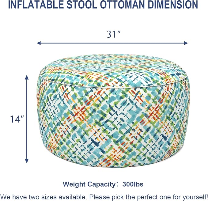 Outdoor Inflatable Stool Ottoman, All Weather Portable Footrest Stool, - Image 2
