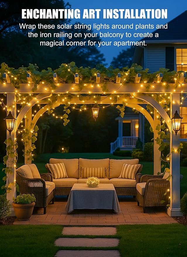 Minetom Solar String Lights for Outside, 6 Packs Total 198Ft 600 LED Outdoor - Image 4