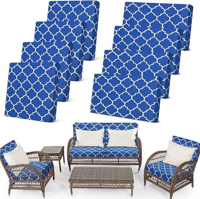 Newwiee 8 Pcs Stretch Patio Outdoor Cushion Covers Waterproof Replacement Sofa by Newwiee