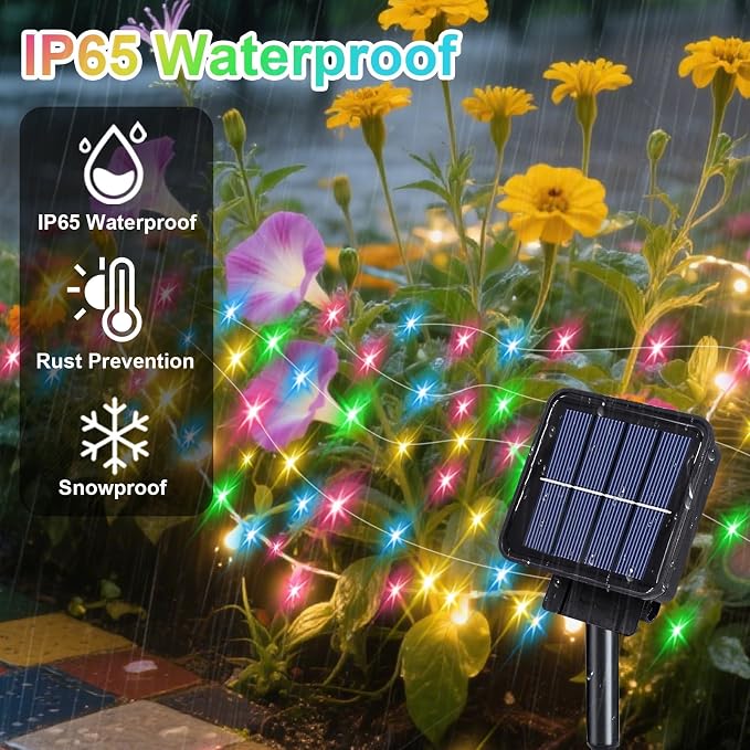 ZNYCYE Solar Waterfall Fairy Bunch Lights Outdoor Waterproof 200LEDs 8 Modes - Image 3