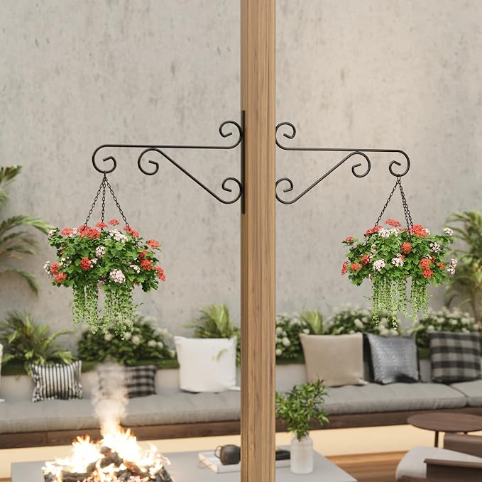 4 Pack 16 Inch Plant Hangers Outdoor Bracket, Indoor Wall Mount Metal Heavy - Image 3