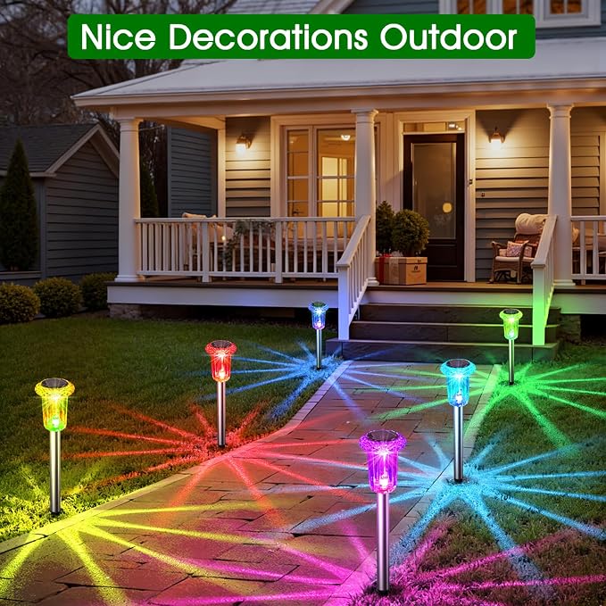 Solar Outdoor Lights, 15 Pack Solar Pathway Lights Outdoor Waterproof, Stake - Image 5