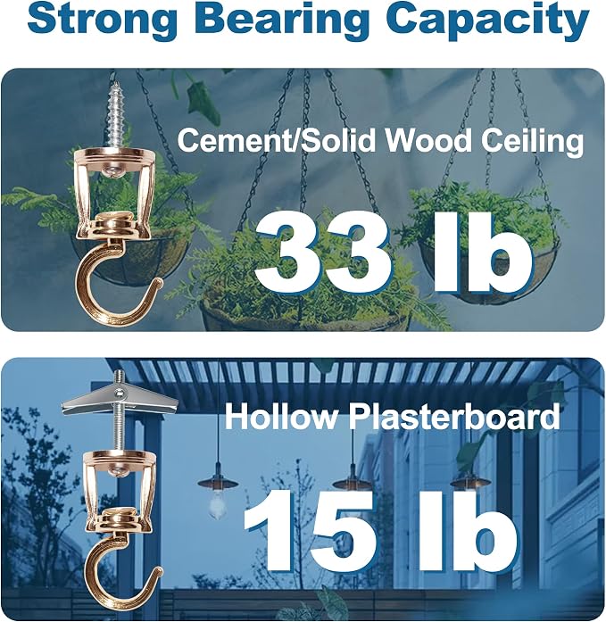 ONIKK Ceiling Hooks for Hanging Plants, Heavy Duty Metal Plant Hooks, Screw in - Image 3
