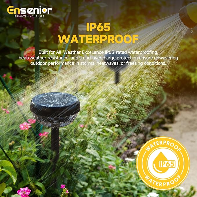 Ensenior 8-Pack Solar Lights Outdoor, Auto ON/Off 6500K LED Solar Garden Lights - Image 4