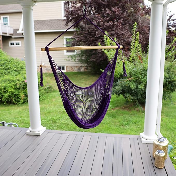 Bliss Hammocks BHC-412PR Island Rope Hammock Chair, Eco Friendly & Hand-Woven - Image 2