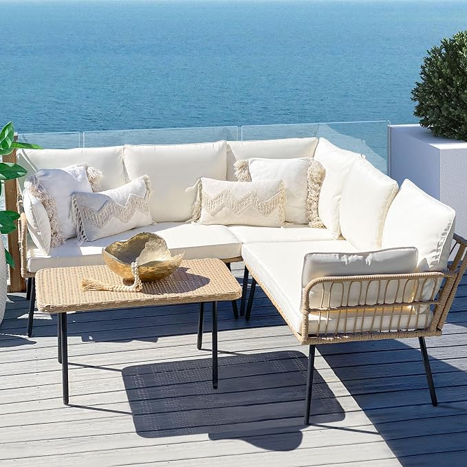 YITAHOME 4 Pieces Patio Furniture Set, Outdoor Rattan Woven Conversation - Image 2