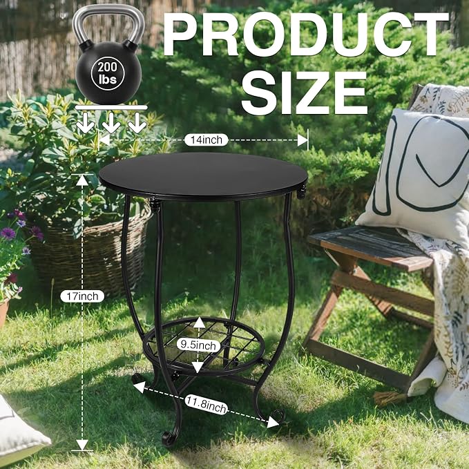 2 Tier Outdoor Side Table, Suitable - Image 3