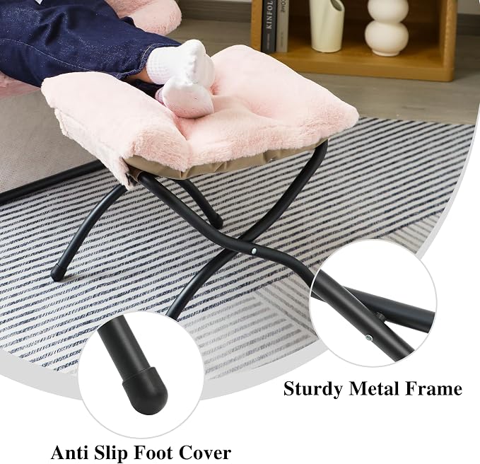 15" Folding Ottoman, Foldable Footrest Stool, Portable Small Foot Stool - Image 7