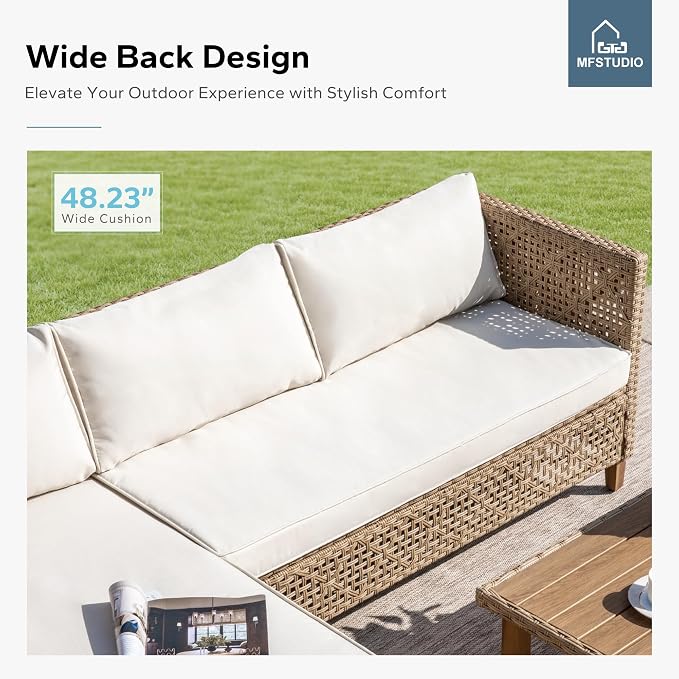 MFSTUDIO Wicker Patio Furniture Set, Rattan Outdoor Couch Sectional Sofa - Image 2