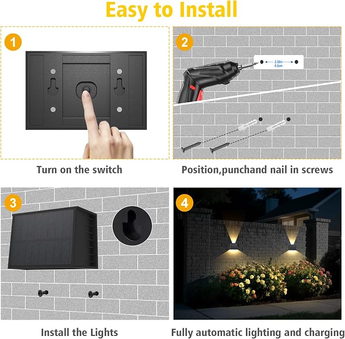 T-SUN Solar Fence Lights Outdoor 6 Pack - Image 5