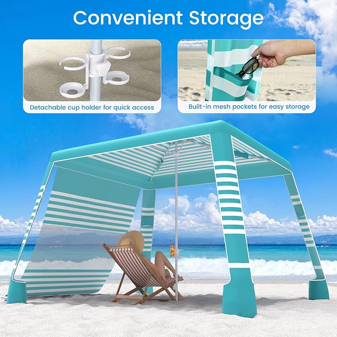 MoKo Beach Cabana, UPF 50+ Protection Easy Setup Beach Tent Sun Shelter - Image 8