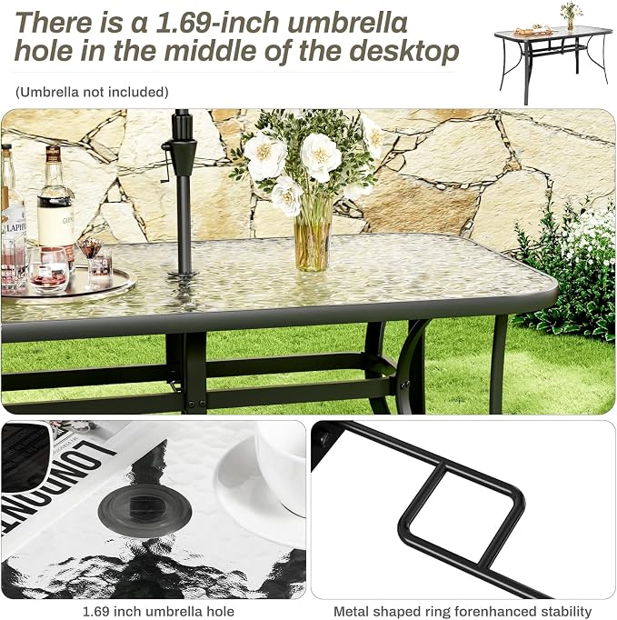 TLSUNNY Patio Outdoor Table W/ 1.69″ Umbrella Hole, Outdoor Metal Furniture - Image 5