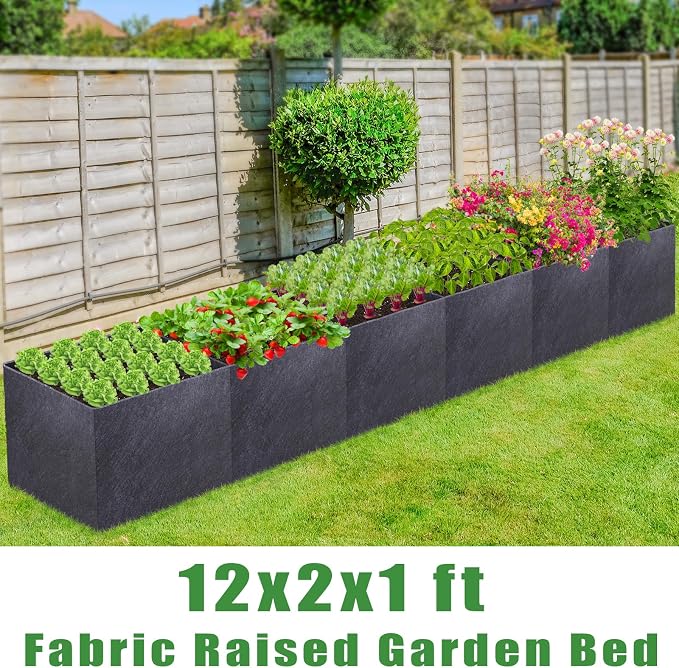 POILKMNI 12x2x1ft Fabric Raised Garden Bed - Image 2