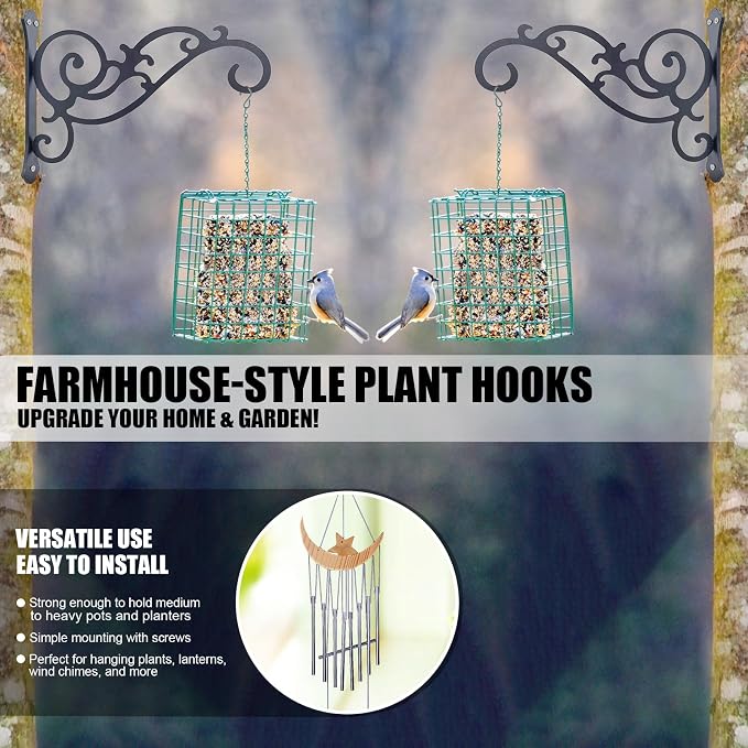 Hanging Planter Hooks 6-Inch 2 Pcs, Outdoor Hanging Brackets Wall Hook Heavy - Image 4