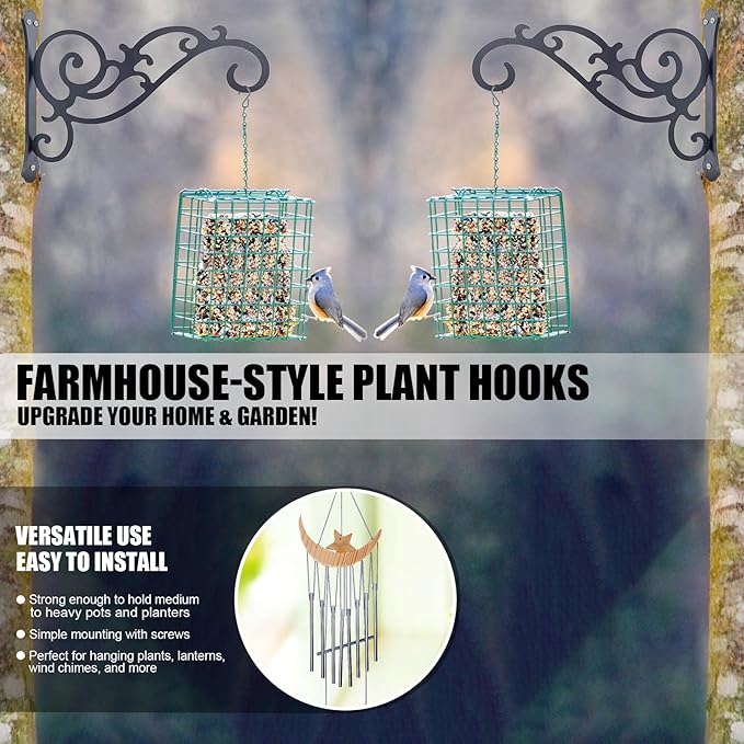 Hanging Planter Hooks 8-Inch 2 Pcs, Outdoor Hanging Brackets Wall Hook Heavy - Image 4