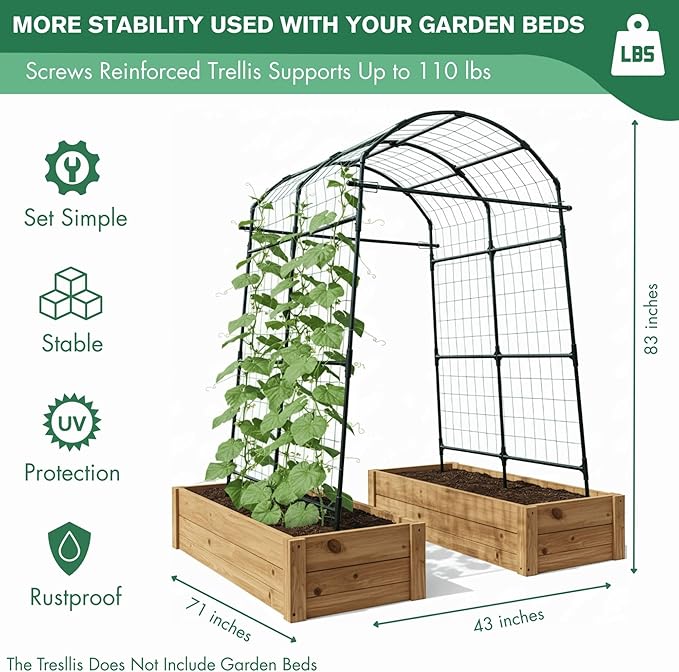 Garden Trellis Arch 7FT PP-Coated Stainless Steel Metal Extra Tall Cucumber - Image 5