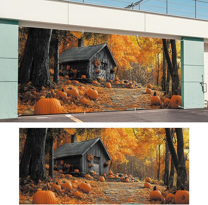 ANNA QUEEN Autumn Pumpkin Garage Door Banner 6 x 13FT, Fall Harvest, Outdoor - Image 6