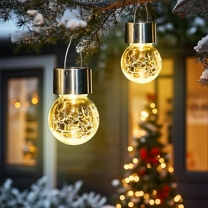SOLPEX Hanging Solar Lights Outdoor, 8 Pack Decorative Cracked Glass Ball Light - Image 8