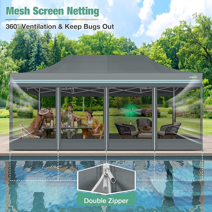 COBIZI 10x20 Canopy Tent, Heavy Duty Pop up Canopy - Image 6