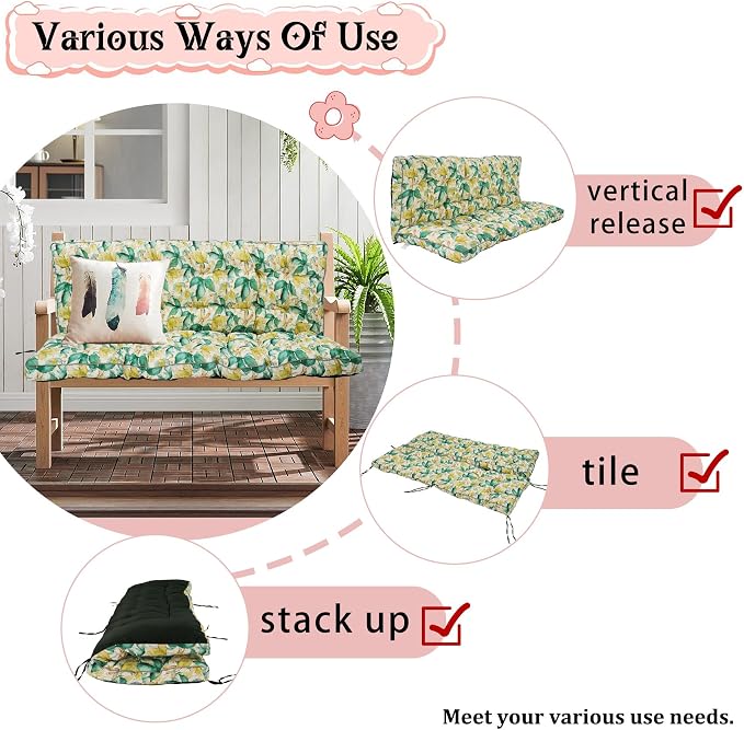 2-3 Seat Swing Replacement Cushion, Outdoor Bench Cushions - Image 4