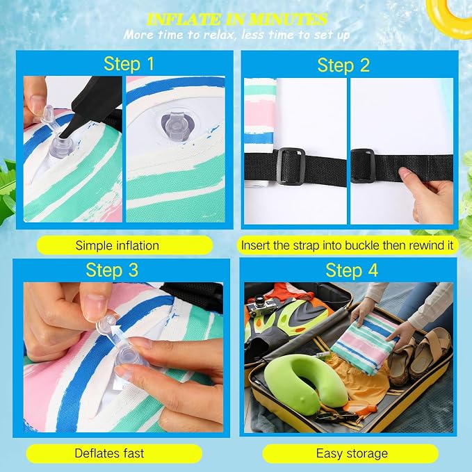 2 Pack Inflatable Pool Float for Adult Adjustable Hammock Float Chair Fabric - Image 3