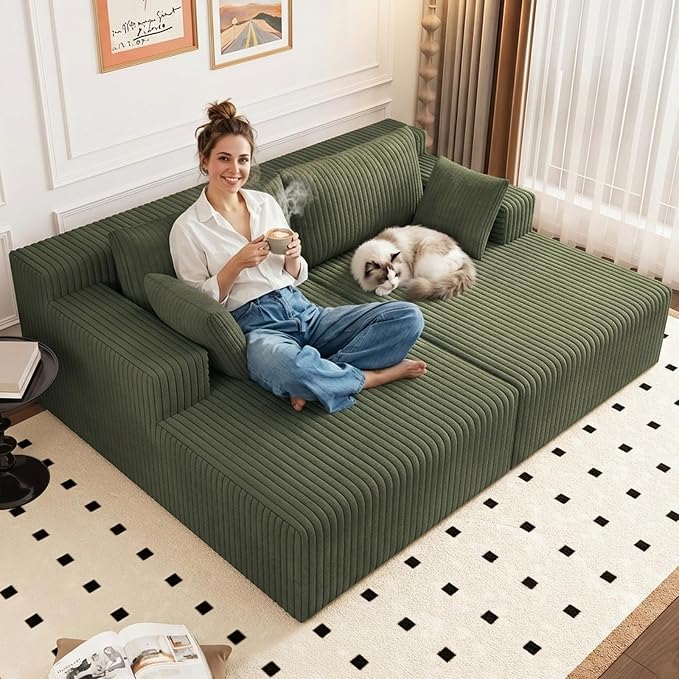 ODUWA Oversized Double Chaise Lounges Indoor, Upholstered Boneless Cloud - Image 6