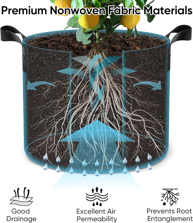 Grow Bags for Potato 5-Gallon: 10 Pack Black 350G Heavy Duty Thickened Fabric - Image 5