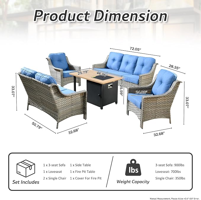 HOOOWOOO 5 Piece Patio Furniture Conversation Sets - Image 7