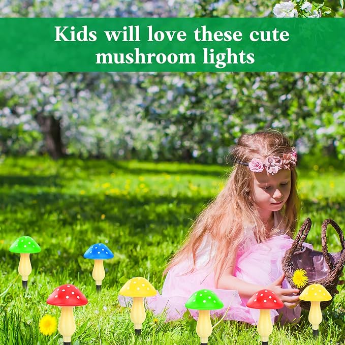 Solar Garden Decor Lights, Solar Powered Mushroom Outdoor Waterproof Long - Image 7