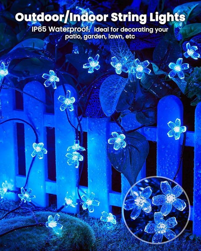 Brightown 2 Pack Total 52FT 120 LED Solar Flower String Lights - Image 4