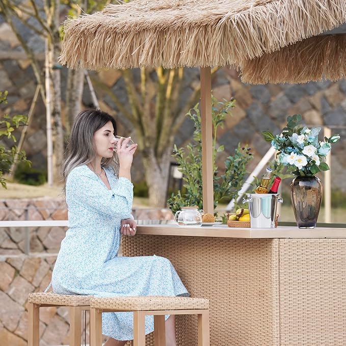Grand patio Outdoor Tiki Bar Set - Image 8