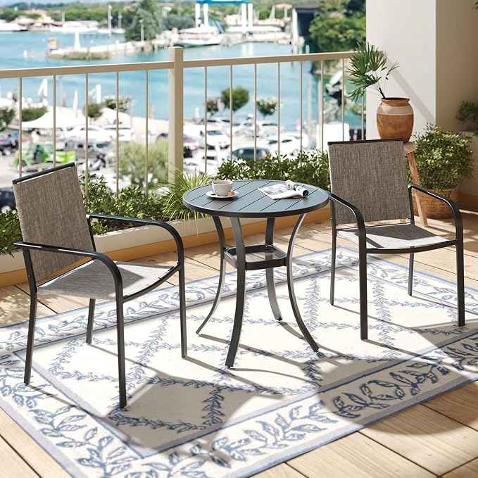 3-Piece Outdoor Dining Set, Small Metal Bistro Table - Image 2