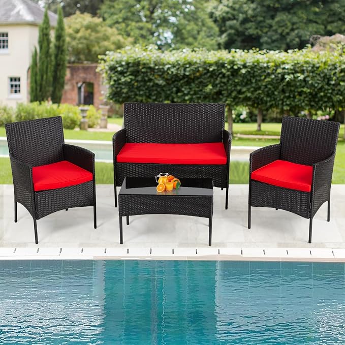 PayLessHere Outdoor Furniture Set 4Pc Modular Patio Furniture Set Water - Image 3