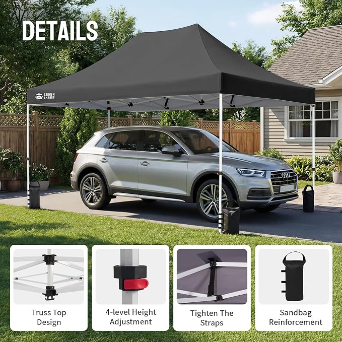 CROWN SHADES 10x15 Pop Up Canopy Tent, Thicken Frame Commercial Heavy Duty Tent - Image 2