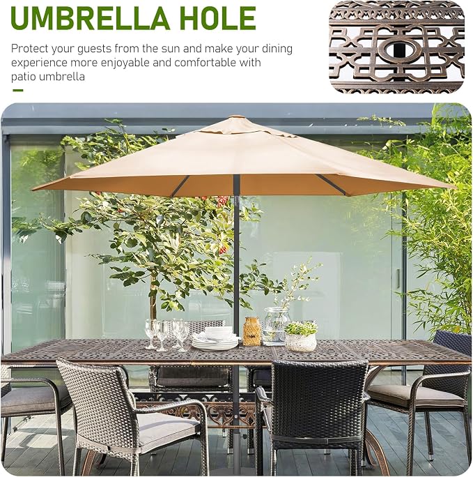 VINGLI 8-Person Outdoor Dining Table, Metal Dining Table - Image 4