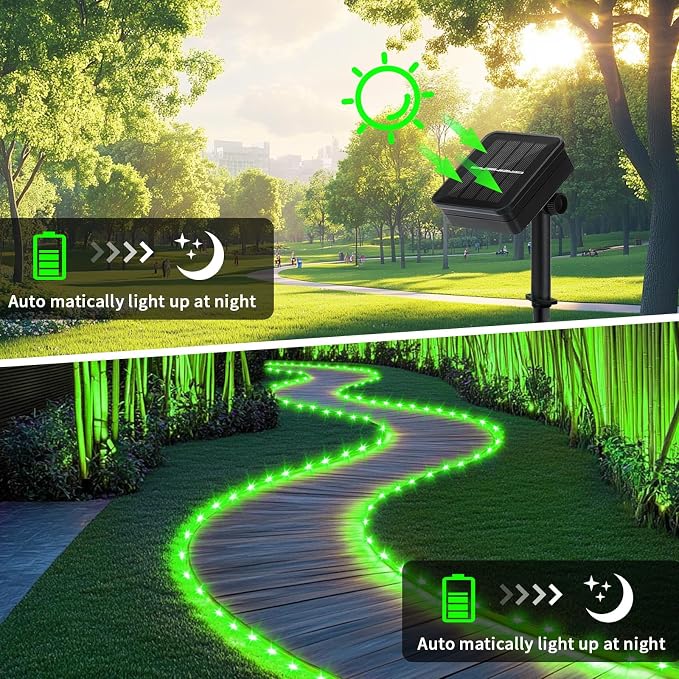 Solar Rope Light Waterproof 39FT 100LEDs Outdoor IP65 Solar String Lights - Image 2