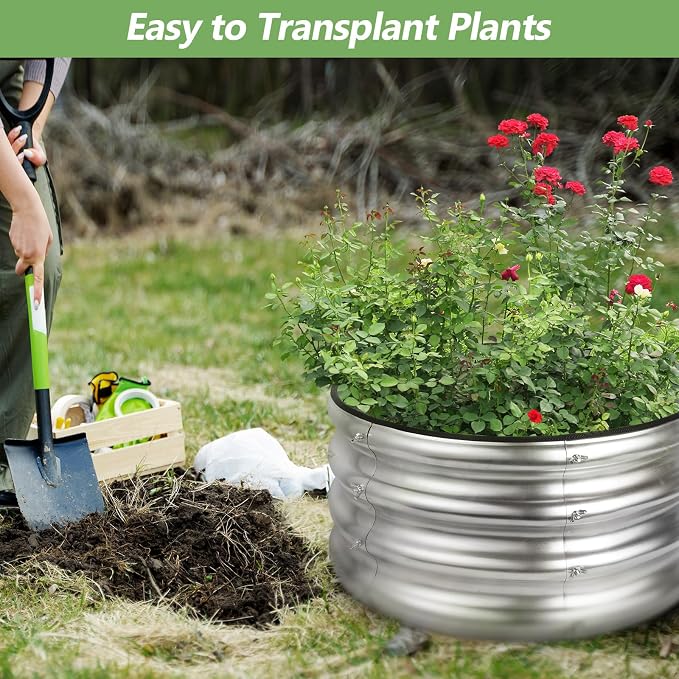 2x2x1ft Round Galvanized Raised Garden Bed Kits, Raised Garden Bed Metal - Image 4