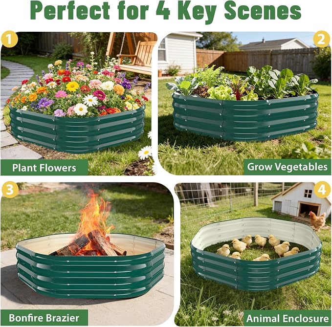 Hexagon Raised Garden Bed, 48 Inch Diagonal & 12 Inch Tall, Galvanized Steel - Image 7