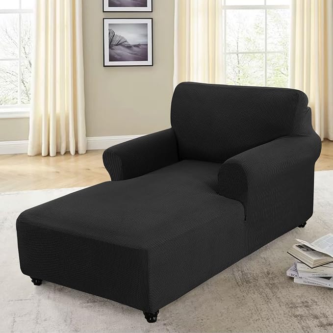 FantasDecor Chaise Lounge Cover Stretch Chair Lattice Slipcover - Image 3