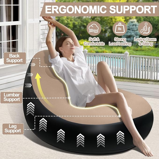 Inflatable Chair with Ottoman, Inflatable Couch - Image 5